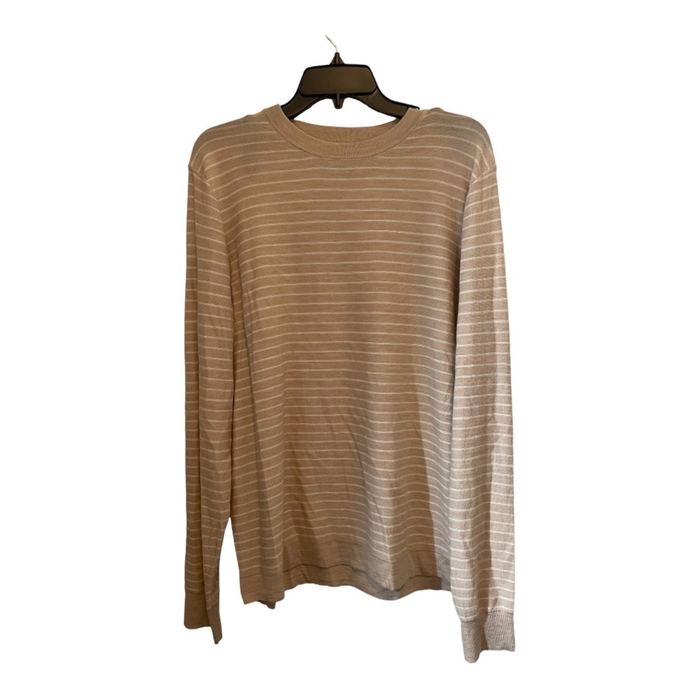 𝅺nordstrom tan and white striped long sleeve sweater